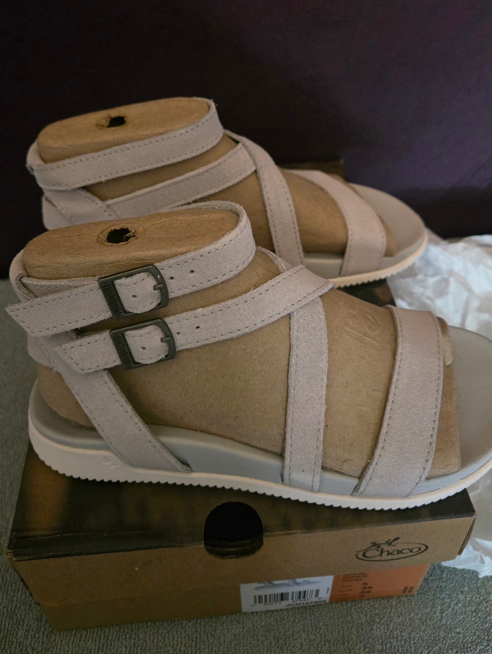 Chaco Rose Gladiator Suede Leather Sandals Women’s 5 Rose Granite